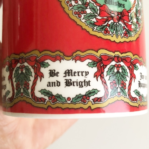 Halcyon Days "Christmas Wishes" English Fine Bone China Cup Holder Gold Rim - Picture 11 of 15